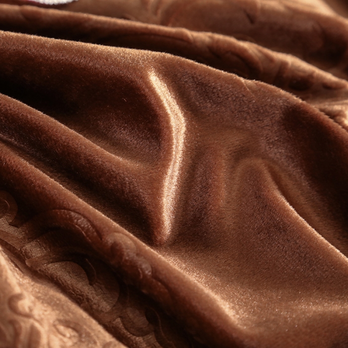 91家纺网 家纺一手货源 找家纺 福丽莱家纺 2019新款水晶绒床裙四件套 咖啡