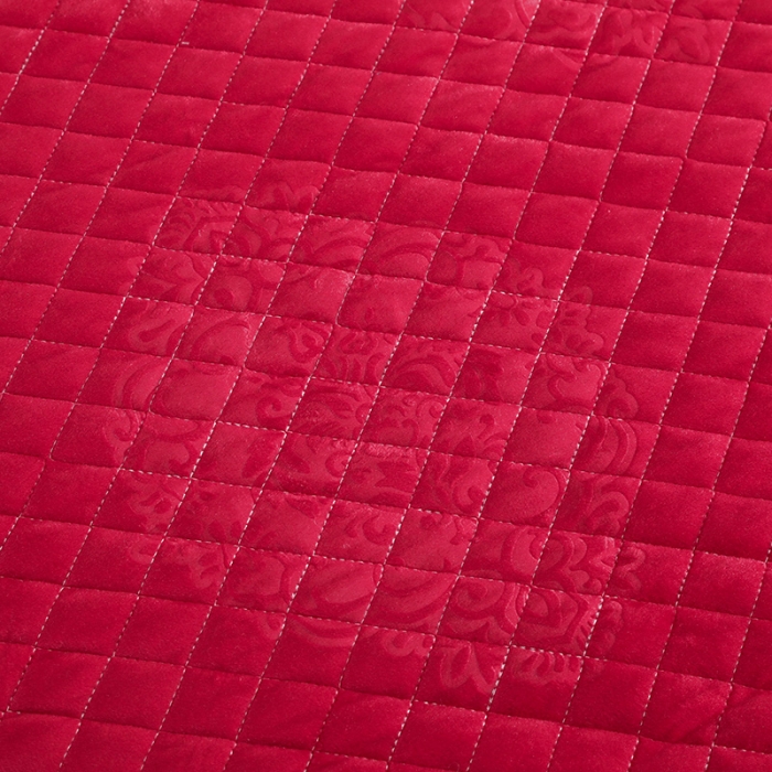 91家纺网 家纺一手货源 找家纺 福丽莱家纺 2019新款水晶绒床裙四件套 大红