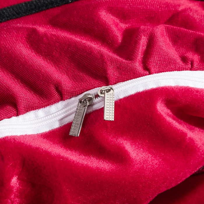 91家纺网 家纺一手货源 找家纺 福丽莱家纺 2019新款水晶绒床裙四件套 大红