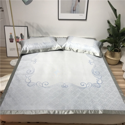 91家纺网 家纺一手货源 找家纺 本希 2019年水洗养生席提花单席款 爱之乐城-蓝