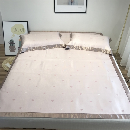 91家纺网 家纺一手货源 找家纺 本希 2019年水洗养生席提花单席款 粉爱心