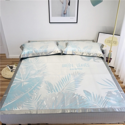 91家纺网 家纺一手货源 找家纺 本希 2019年水洗养生席提花单席款 绿叶提花