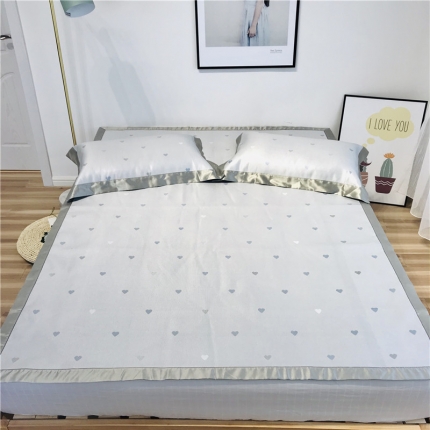 本希 2019年水洗养生席提花单席款  蓝爱心