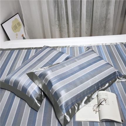 本希 2019年水洗养生席提花单席款 蓝条纹