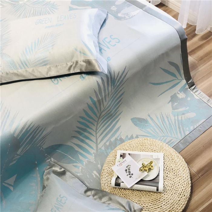 91家纺网 家纺一手货源 找家纺 本希 2019年水洗养生席提花单席款 绿叶提花