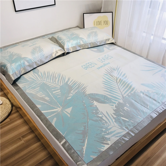 91家纺网 家纺一手货源 找家纺 本希 2019年水洗养生席提花单席款 绿叶提花