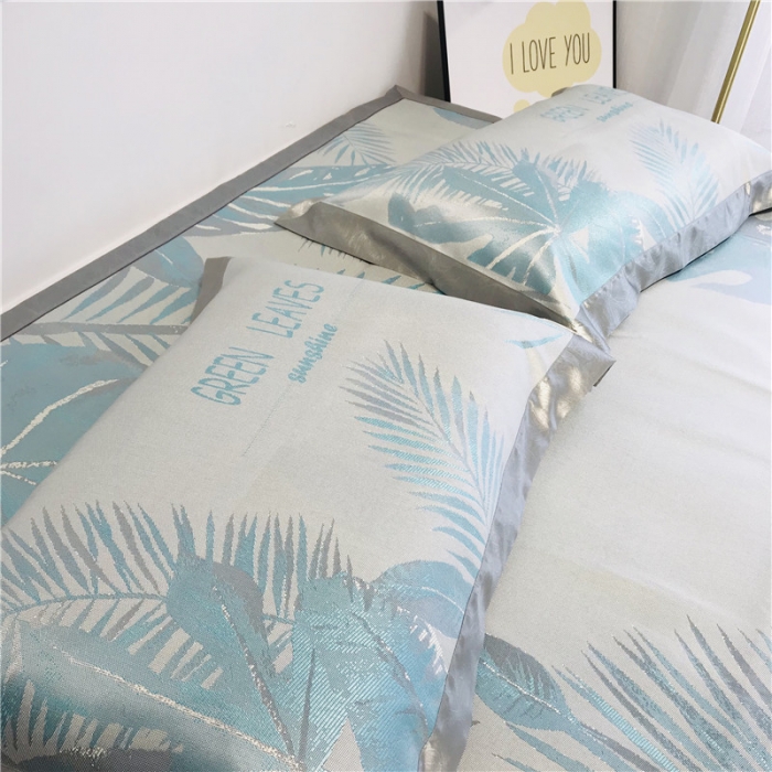 91家纺网 家纺一手货源 找家纺 本希 2019年水洗养生席提花单席款 绿叶提花