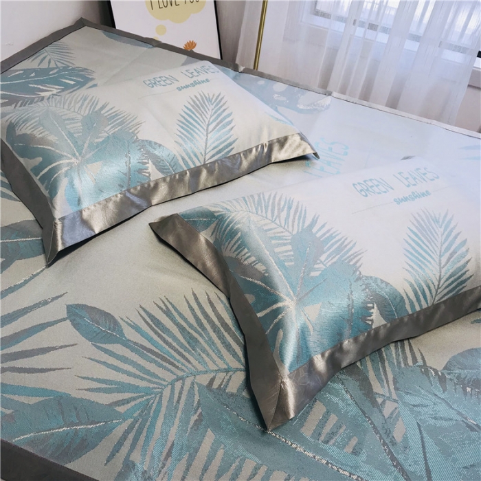 91家纺网 家纺一手货源 找家纺 本希 2019年水洗养生席提花单席款 绿叶提花