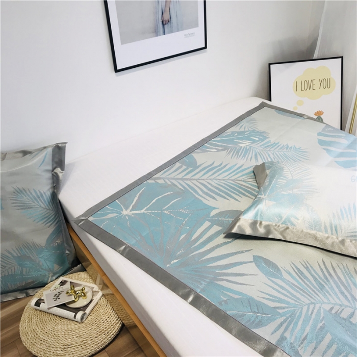 91家纺网 家纺一手货源 找家纺 本希 2019年水洗养生席提花单席款 绿叶提花