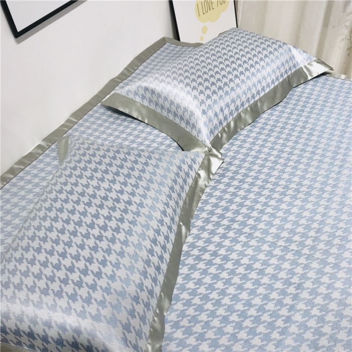 91家纺网 家纺一手货源 找家纺 本希 2019年水洗养生席提花单席款  千鸟格-蓝