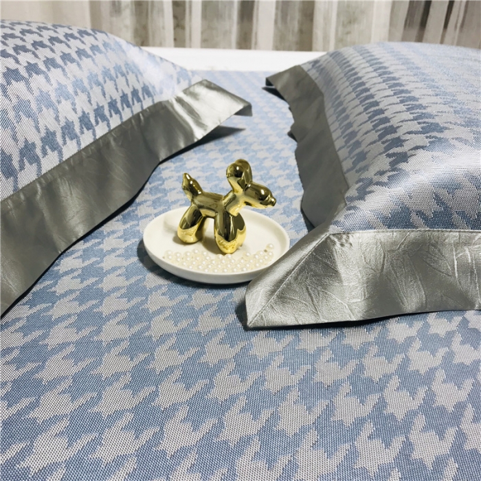 91家纺网 家纺一手货源 找家纺 本希 2019年水洗养生席提花单席款  千鸟格-蓝