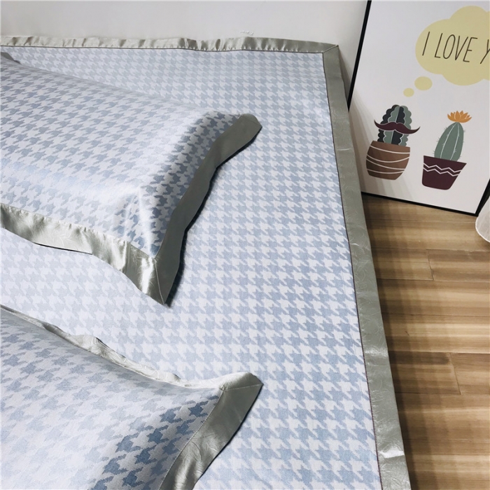 91家纺网 家纺一手货源 找家纺 本希 2019年水洗养生席提花单席款  千鸟格-蓝