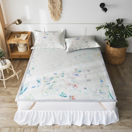 91家纺网 家纺一手货源 找家纺 本希 数码印花水洗养生席三件套 蔷薇之恋