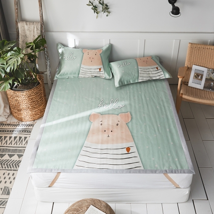 91家纺网 家纺一手货源 找家纺 （总）本希 数码印花水洗养生席三件套