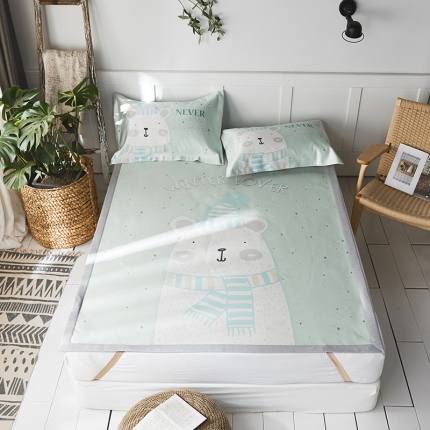 本希 数码印花水洗养生席三件套 可爱熊