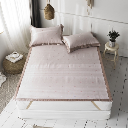 91家纺网 家纺一手货源 找家纺 本希 提花水洗养生席三件套 爱心-粉