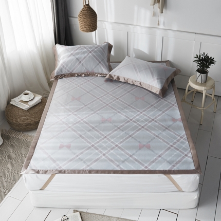 91家纺网 家纺一手货源 找家纺 本希 提花水洗养生席三件套 小蝴蝶结-粉