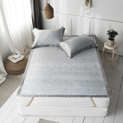 91家纺网 家纺一手货源 找家纺 本希 提花水洗养生席三件套 小星星-兰