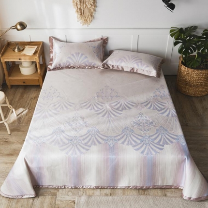 本希 提花床单款水洗养生席三件套 紫瑾