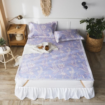 本希 新款三明治数码印花养生席三件套 紫韵