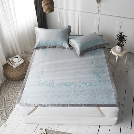 本希 提花水洗养生席三件套 爱之乐城-绿