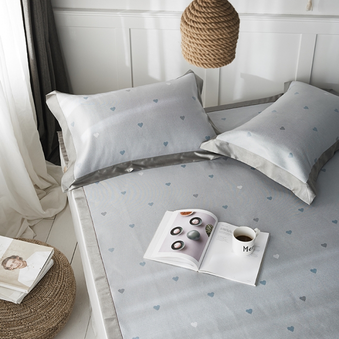 91家纺网 家纺一手货源 找家纺 本希 提花水洗养生席三件套 爱心-兰