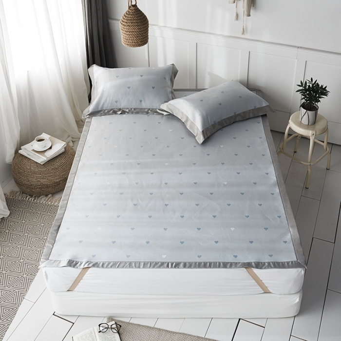 91家纺网 家纺一手货源 找家纺 本希 提花水洗养生席三件套 爱心-兰