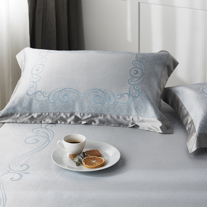 91家纺网 家纺一手货源 找家纺 本希 提花水洗养生席三件套 爱之乐城-蓝