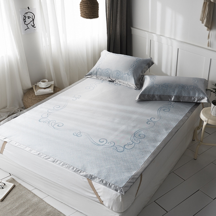 91家纺网 家纺一手货源 找家纺 本希 提花水洗养生席三件套 爱之乐城-蓝