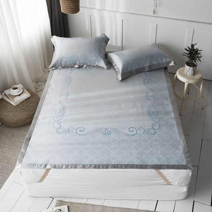 本希 提花水洗养生席三件套 爱之乐城-蓝