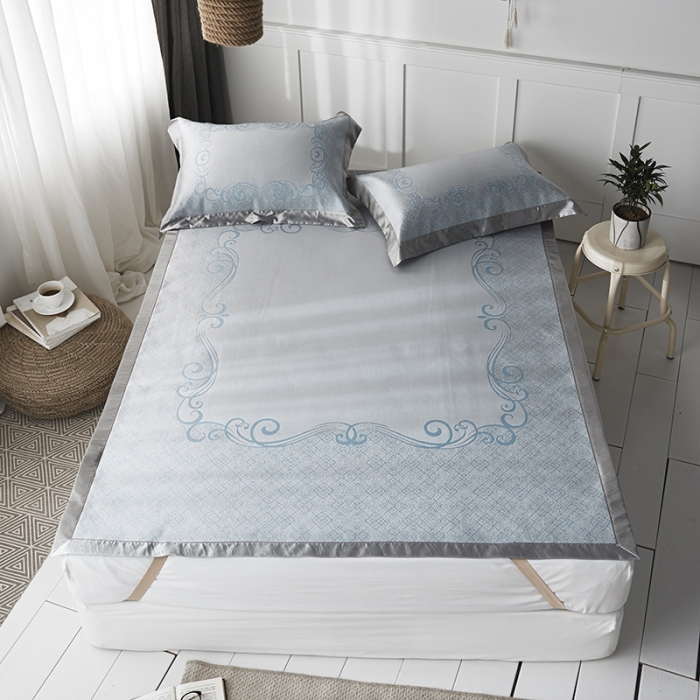 91家纺网 家纺一手货源 找家纺 本希 提花水洗养生席三件套 爱之乐城-蓝