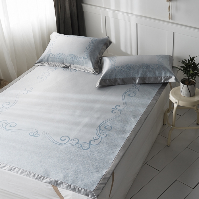 91家纺网 家纺一手货源 找家纺 本希 提花水洗养生席三件套 爱之乐城-蓝