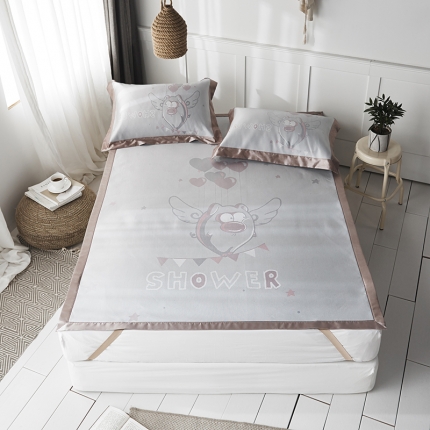 本希 提花水洗养生席三件套 飞天小猪-粉