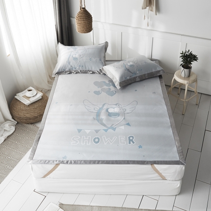 本希 提花水洗养生席三件套 飞天小猪-蓝