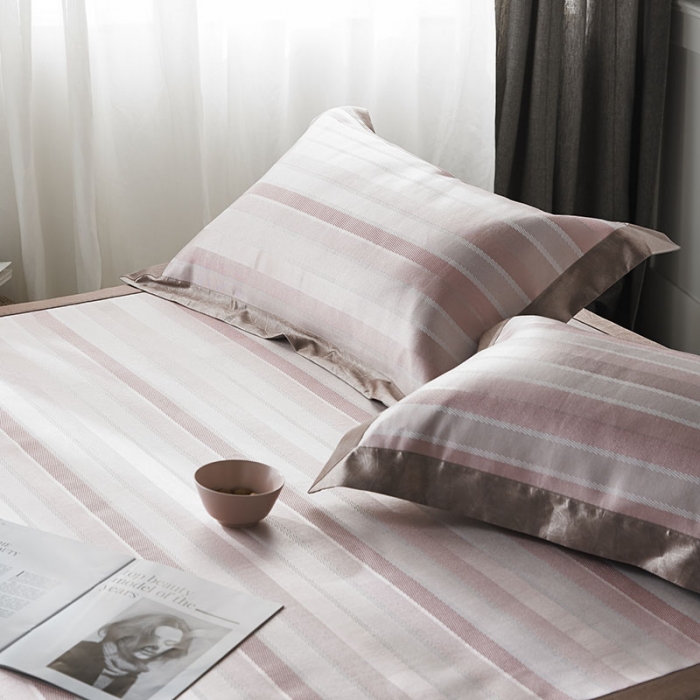 91家纺网 家纺一手货源 找家纺 本希 提花水洗养生席三件套 粉条纹