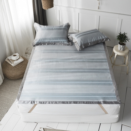 本希 提花水洗养生席三件套 蓝调