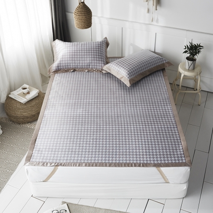 本希 提花水洗养生席三件套 千鸟格-粉