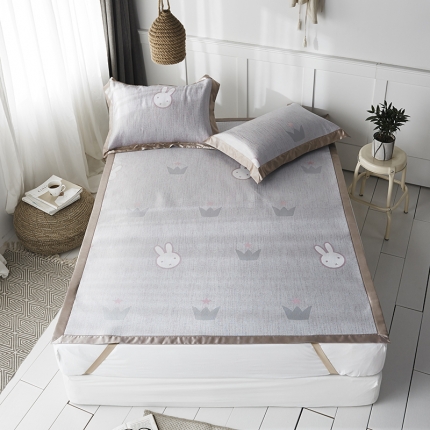 本希 提花水洗养生席三件套 兔宝宝-粉