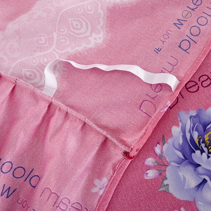 91家纺网 家纺一手货源 找家纺 老K（美阁） 2020新款植物羊绒双层床裙四件套米兰物语-粉