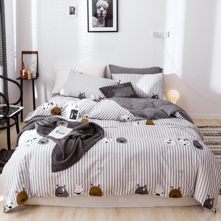 （总）沐棉 2019新款13370小卡通小清新四件套 床笠款