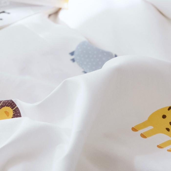 91家纺网 家纺一手货源 找家纺 沐棉 2019新款13370小卡通小清新四件套床单款 动物园