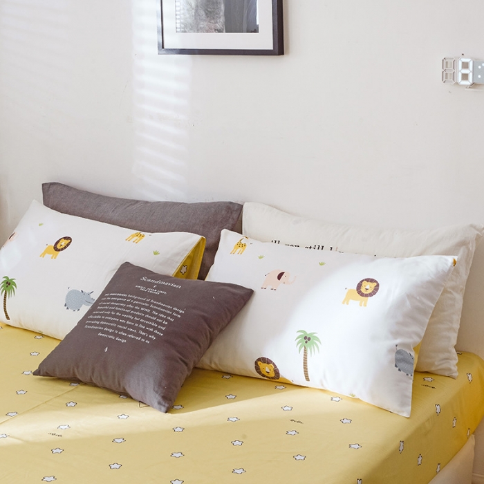 91家纺网 家纺一手货源 找家纺 沐棉 2019新款13370小卡通小清新四件套床单款 动物园