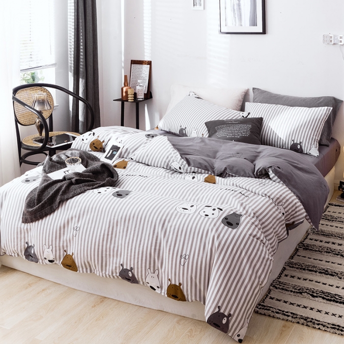 91家纺网 家纺一手货源 找家纺 （总）沐棉 2019新款13370小卡通小清新四件套 床单款