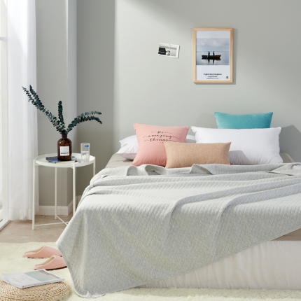 91家纺网 家纺一手货源 找家纺 珺柔家纺 无印良品天竺棉夏凉被-小格子灰