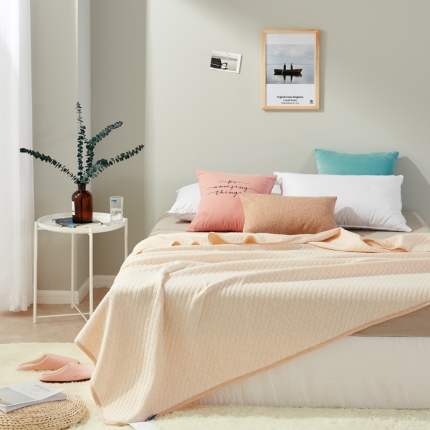 91家纺网 家纺一手货源 找家纺 珺柔家纺 无印良品天竺棉夏凉被-小格子咖