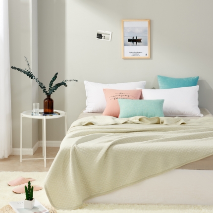 珺柔家纺 无印良品天竺棉夏凉被-小格子绿