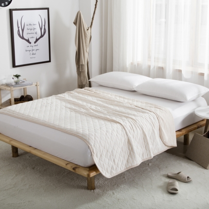 珺柔家纺 无印良品天竺棉夏凉被-宽条纹浅咖条纹