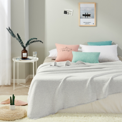 91家纺网 家纺一手货源 找家纺 珺柔家纺 无印良品天竺棉夏凉被-细条纹灰