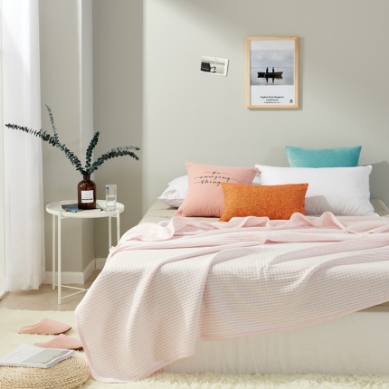 91家纺网 家纺一手货源 找家纺 珺柔家纺 无印良品天竺棉夏凉被-细条纹粉