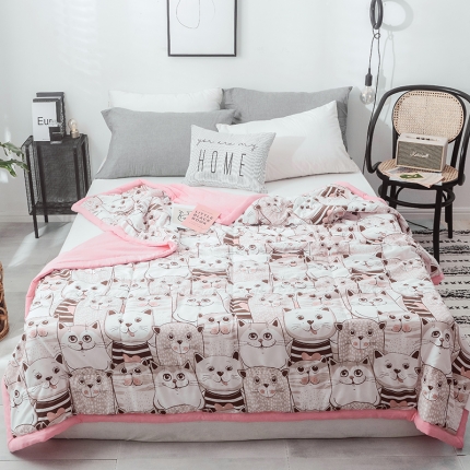 91家纺网 家纺一手货源 找家纺 珺柔 2019水洗印花夏凉被  开心一刻